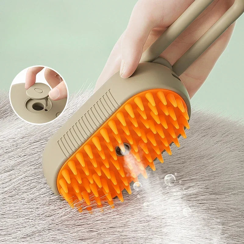 Cat Dog Pet Spray Massage Brush 3 in 1 One Button Steam Spray Folding Rotatable Floating Hair Bath Hair Removal Brush Comb