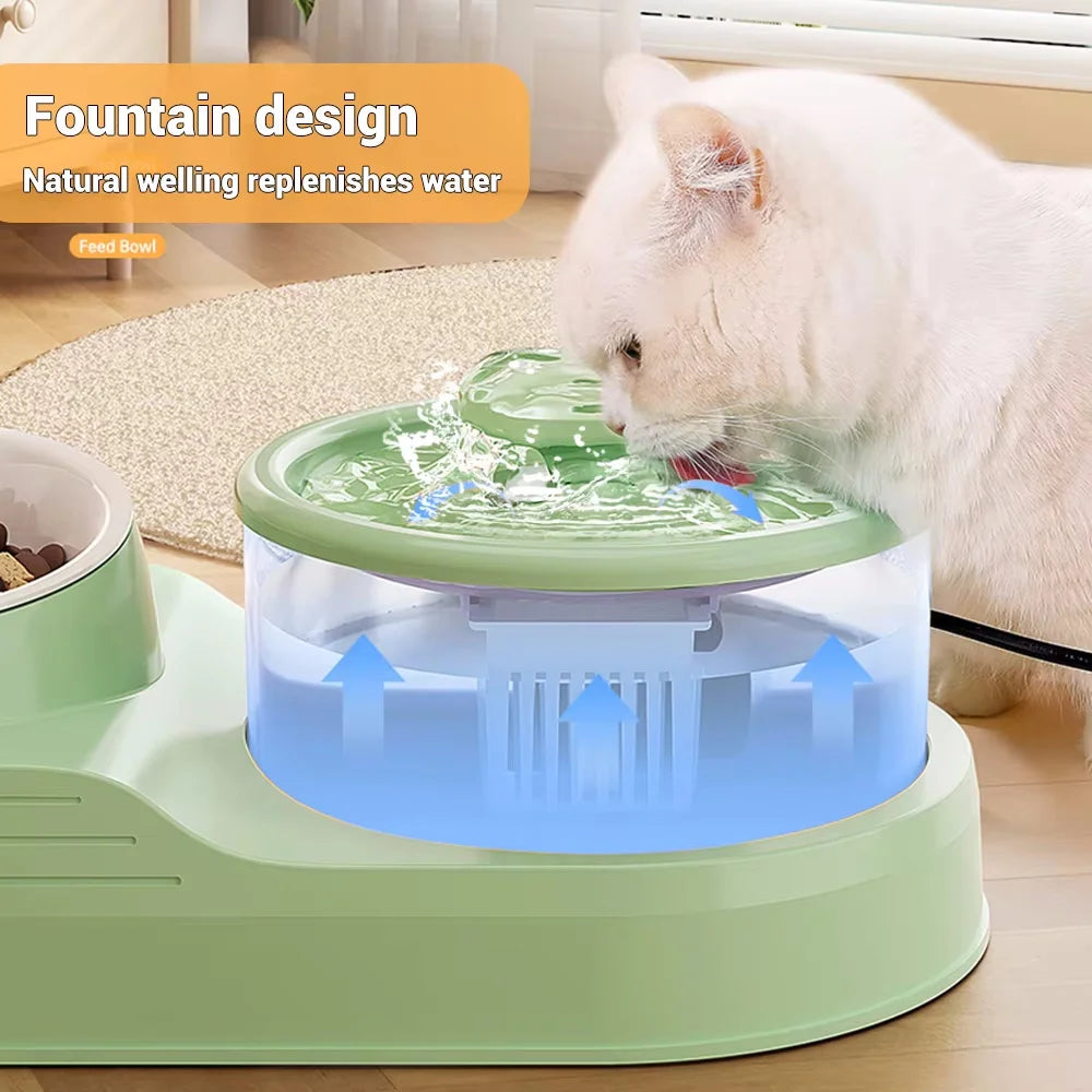 Pets Water Fountain Auto Filter USB Electric Mute Cat Drinker Bowl 2-in-1 Recirculate Filtring Drinker for Cats Water Dispenser