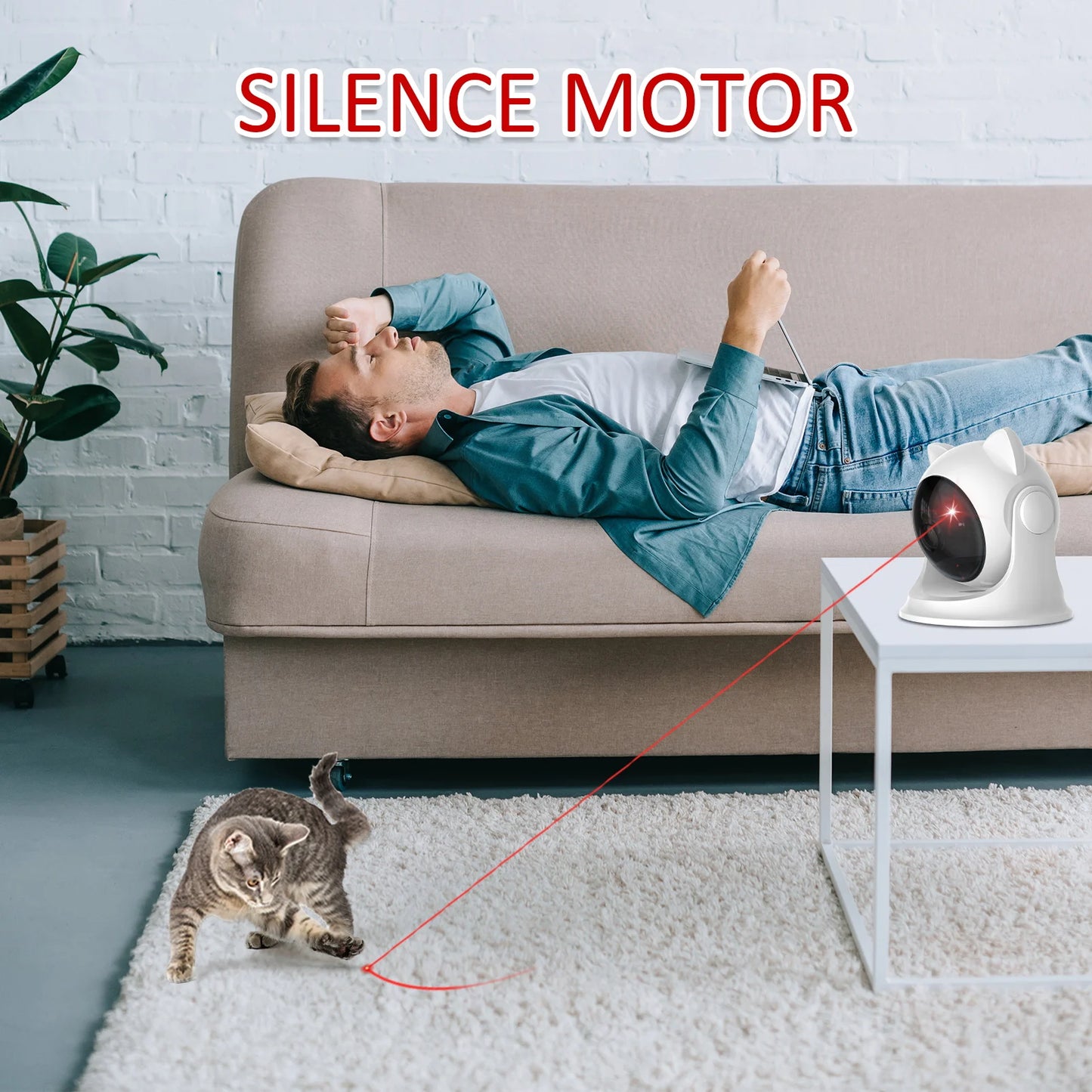 Automatic Cat Laser Toy Rechargeable Motion Random Activated Interactive Cat Toys for Indoor Cats Slow and Fast Mode