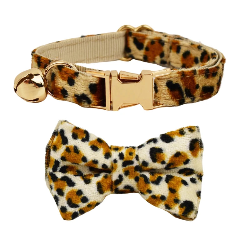 Soft Cat Collar Bowknot Adjustable Safety Personalized pet collar Customized Name