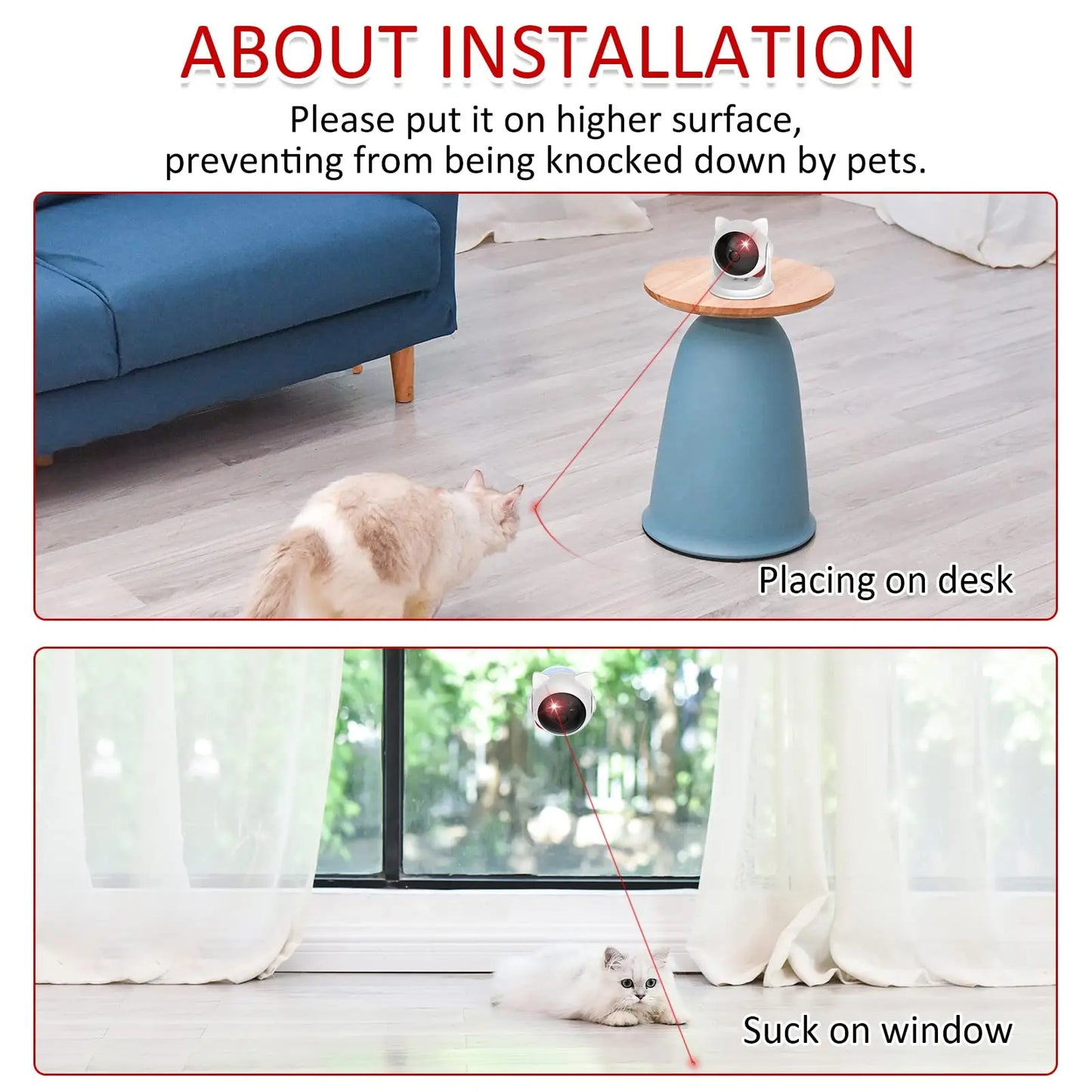 Automatic Cat Laser Toy Rechargeable Motion Random Activated Interactive Cat Toys for Indoor Cats Slow and Fast Mode