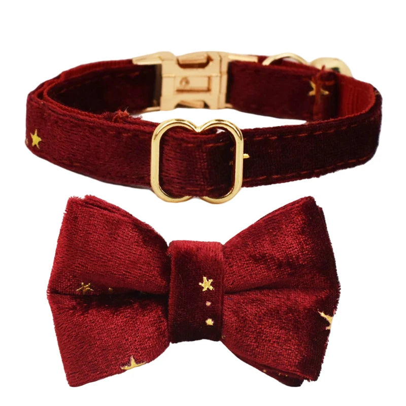 Soft Cat Collar Bowknot Adjustable Safety Personalized pet collar Customized Name