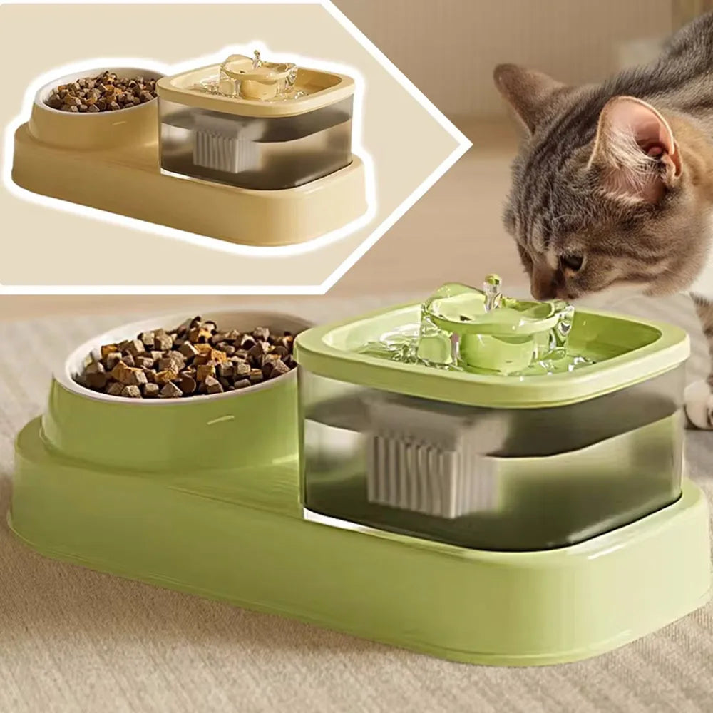 Pets Water Fountain Auto Filter USB Electric Mute Cat Drinker Bowl 2-in-1 Recirculate Filtring Drinker for Cats Water Dispenser