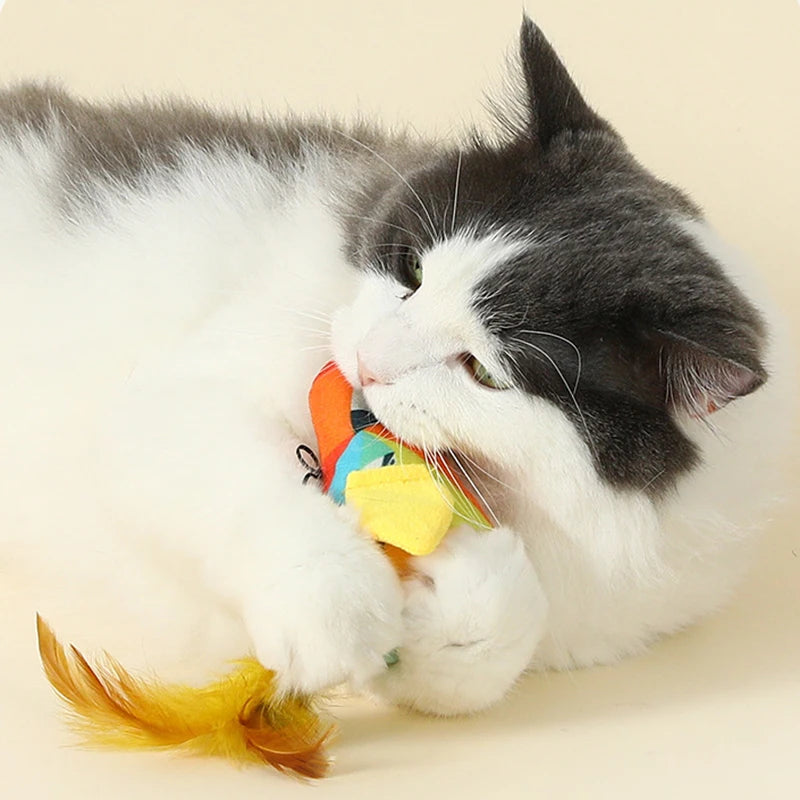 Simulation Bird Interactive Funny Cat Stick Toy Furry Feather Bird Sucker Cat Stick Toy Kitten Playing Pet Accessories