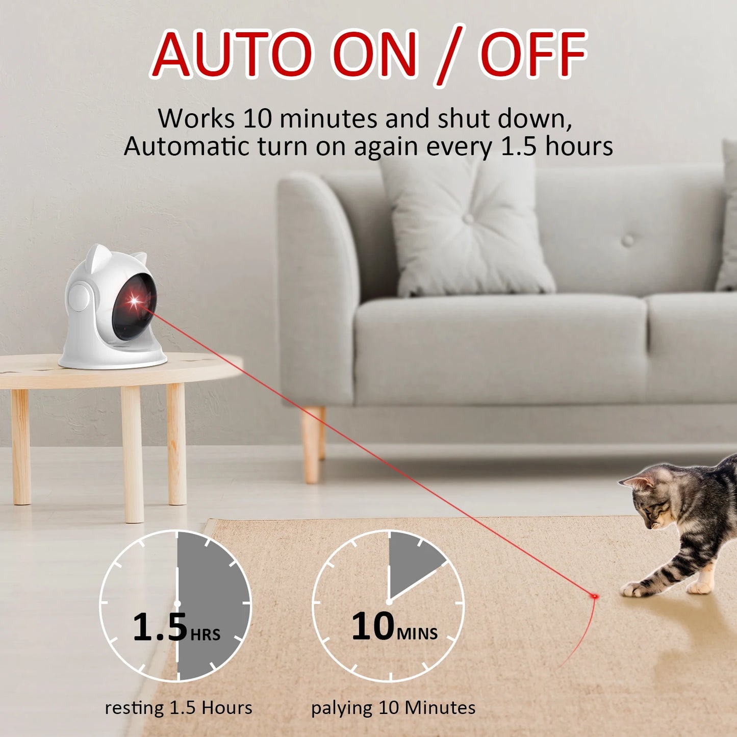 Automatic Cat Laser Toy Rechargeable Motion Random Activated Interactive Cat Toys for Indoor Cats Slow and Fast Mode