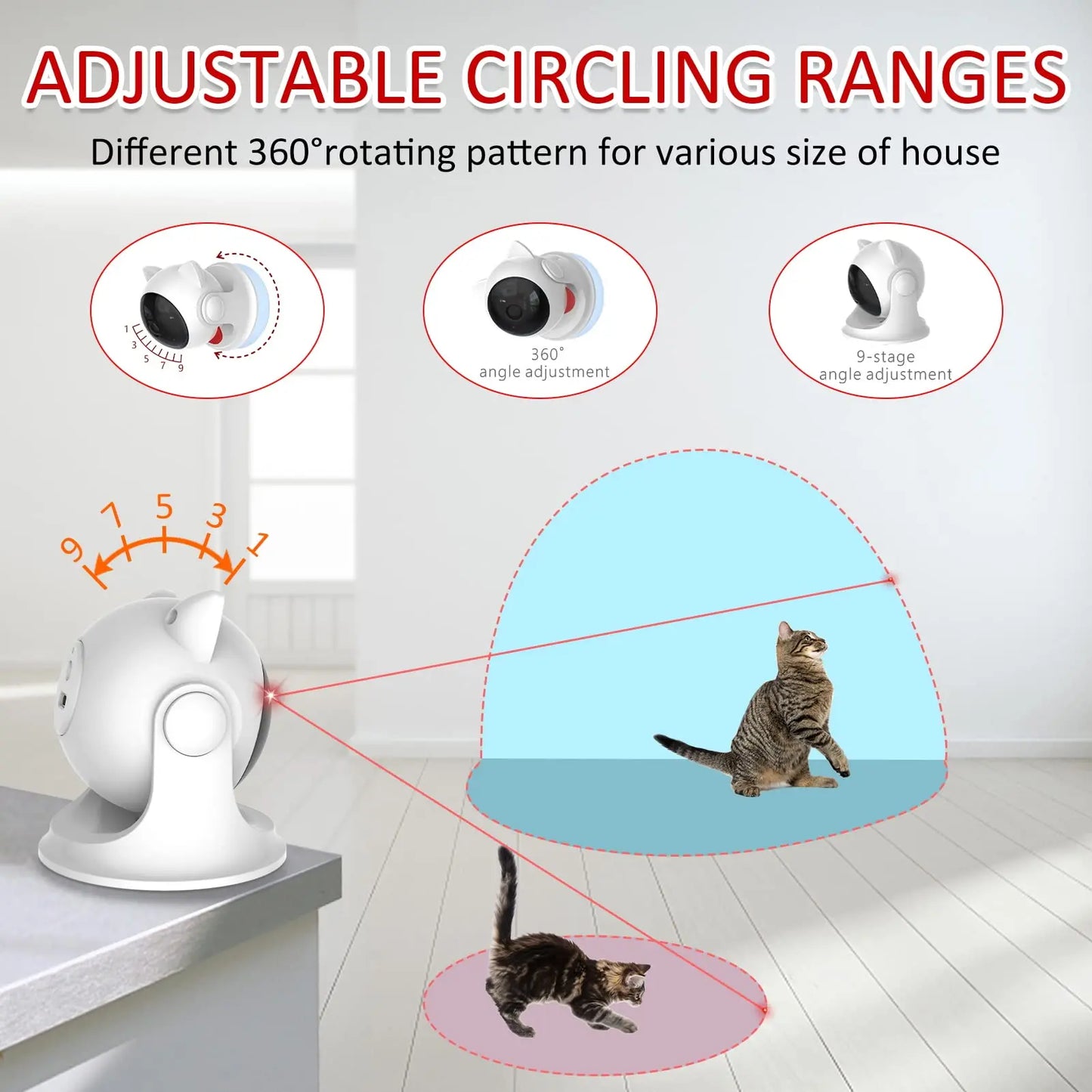 Automatic Cat Laser Toy Rechargeable Motion Random Activated Interactive Cat Toys for Indoor Cats Slow and Fast Mode